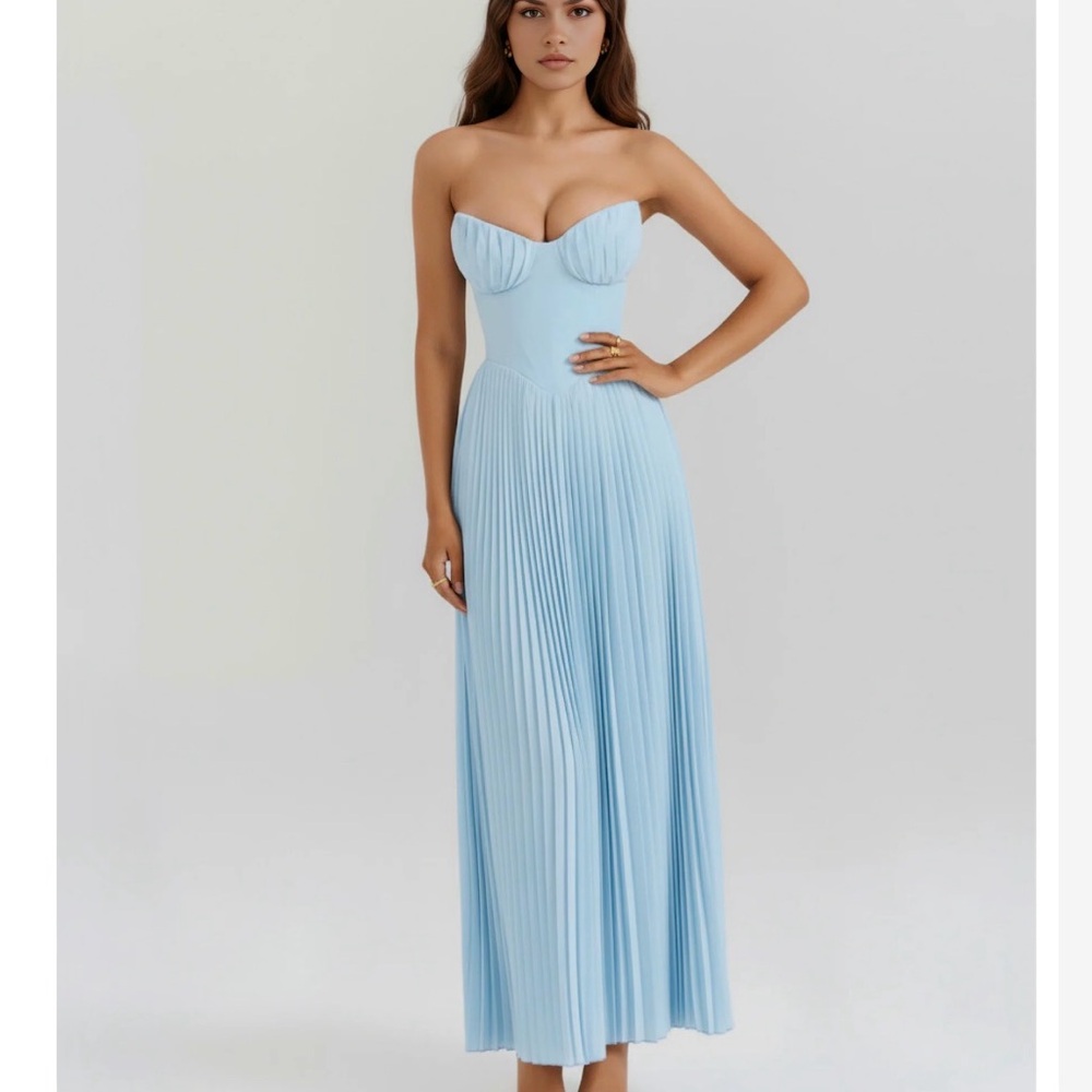 Light Blue Strapless Dress